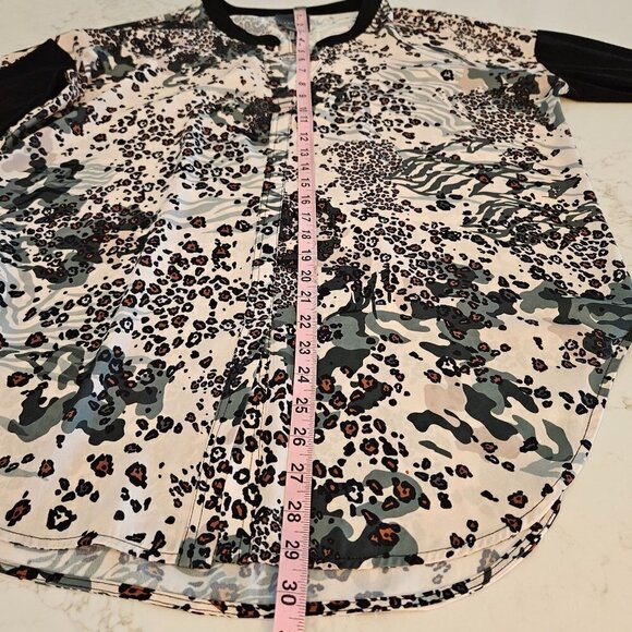 LYSSE New York Camonimal Top Size Medium Mixed Media Animal Print Tunic Mob Wife - Picture 12 of 12